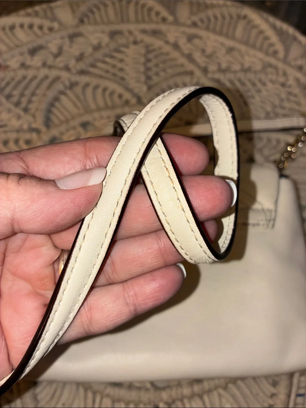 kate spade White Quilted Leather Crossbody‎ with Gold Chain